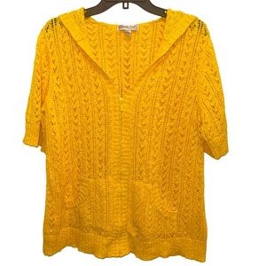 Coldwater Creek Yellow Front Zip Sweater Hoodie Size L